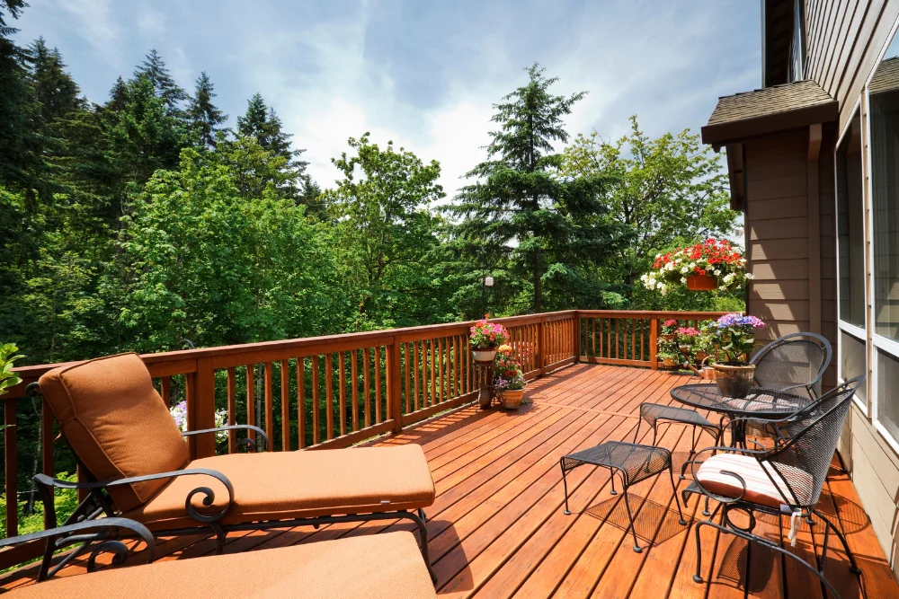 Second level custom deck with stairs and landing NC Foothills — The Foothills Deck Company